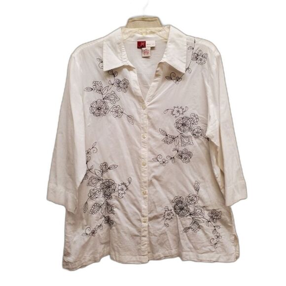 JM Collection Petite Ladies White Button Up Shirt in Size 14P - Picture 1 of 7